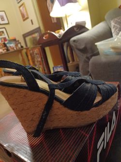 Denim dark blue espadrill wedges