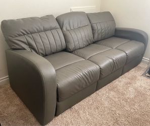 FREE BROKEN (somewhat) Grey Faux Leather 3-Seat Sofa convertible sleeper bed