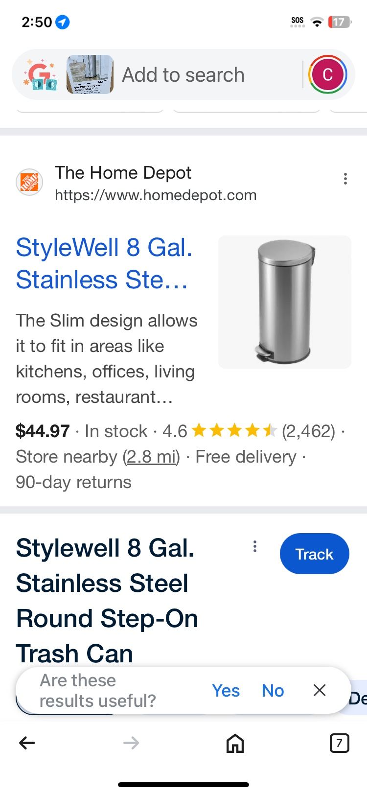 Stylewell 30L Stainless Steel Round Trash can