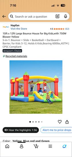 Hapfan 15x12ft Inflatable Bounce House with Blower