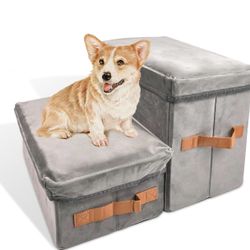 Dog Stairs with Storage, Foldable Dog Steps