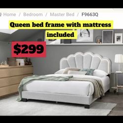 Queen Size Bed Frame With Pillow Top Mattress Included 