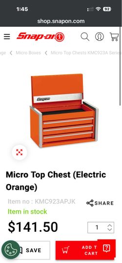 Orange Snap-On Micro Top Chest