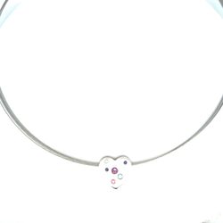 925 Silver Multi Stones Diamond Heart Pendant (Necklace)