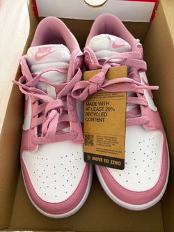 Size 9 Nike Dunk Low Pink and White Sneakers