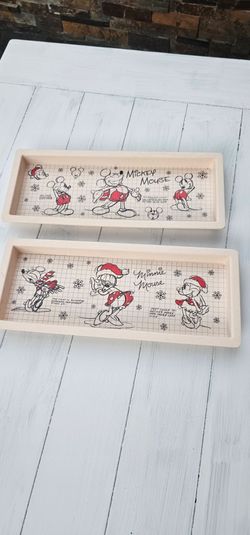 Mickey & Minnie Mouse Christmas Decorative Trays Set of 2