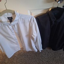 Large Black, White Dress Shirts And Blue Strip Joint
