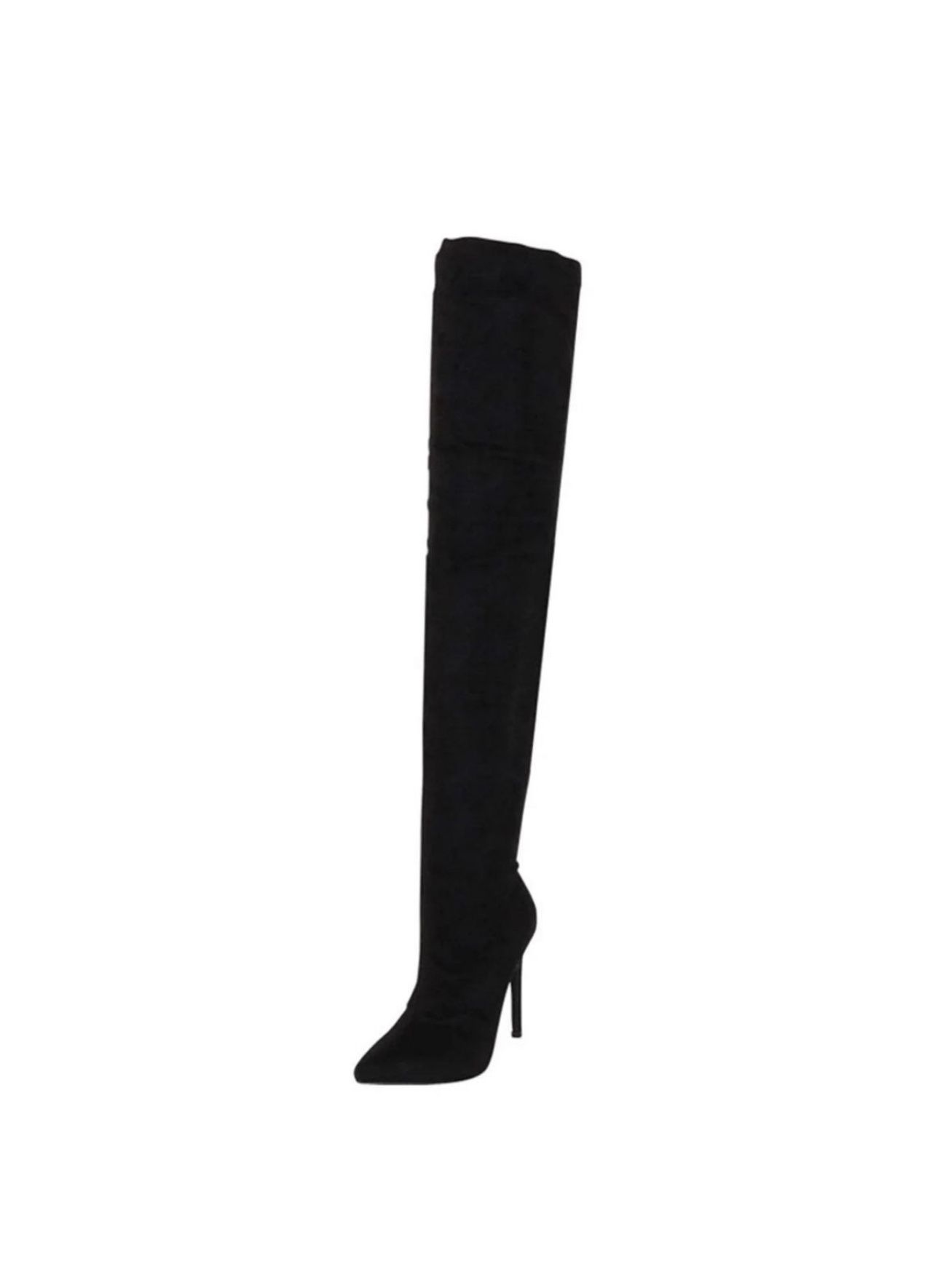 6.5US) Liliana women suade pointy toe thigh high single sole stiletto boot