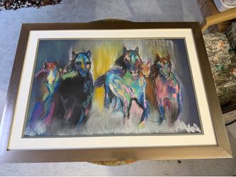 Original Pastel "Wild Horses Stampede"