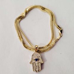 10K Yellow Gold Chain and Pendant For Wedding 18 Inches Long 