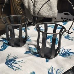 Set Of Two Heavy Metal Candle Holders