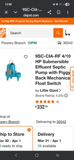 New Submersible Little Giant With 2 Drain Lines