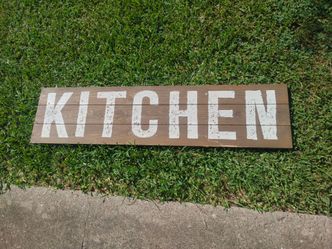wooden kitchen sign