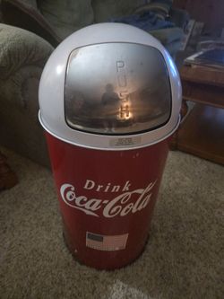 Coca-Cola Branded Trash Can with Push Lid