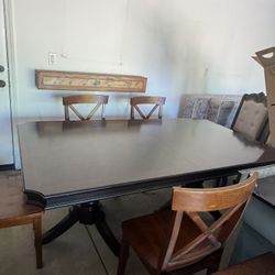 XL Traditional Extendable Dark Wood Classic Dining Table Double Pedestal 75-95"