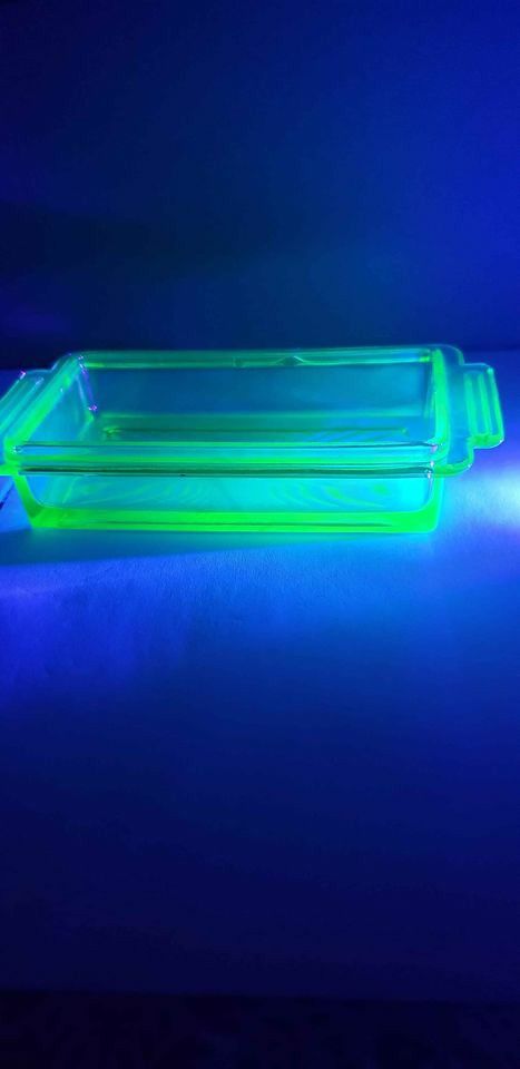 Vintage Depression Era Uranium Green Glass Butter Dish Tray- BOTTOM only