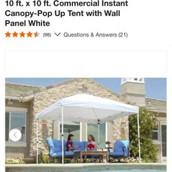 Canopy Everbilt 10 ft. x 10 ft. Commercial Instant Canopy-Pop Up Tent with Wall Panel White