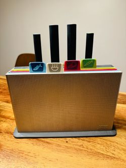 Cutting Board Set with 4 Matching Knives and Storage Case Color-Coded Dishwasher-Safe Non-Slip, Small, , Silver with Knive