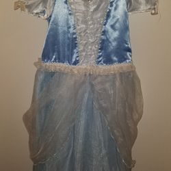 Disney Cinderella Halloween Dress Costume Size 10 Includes Tiara And Gloves.