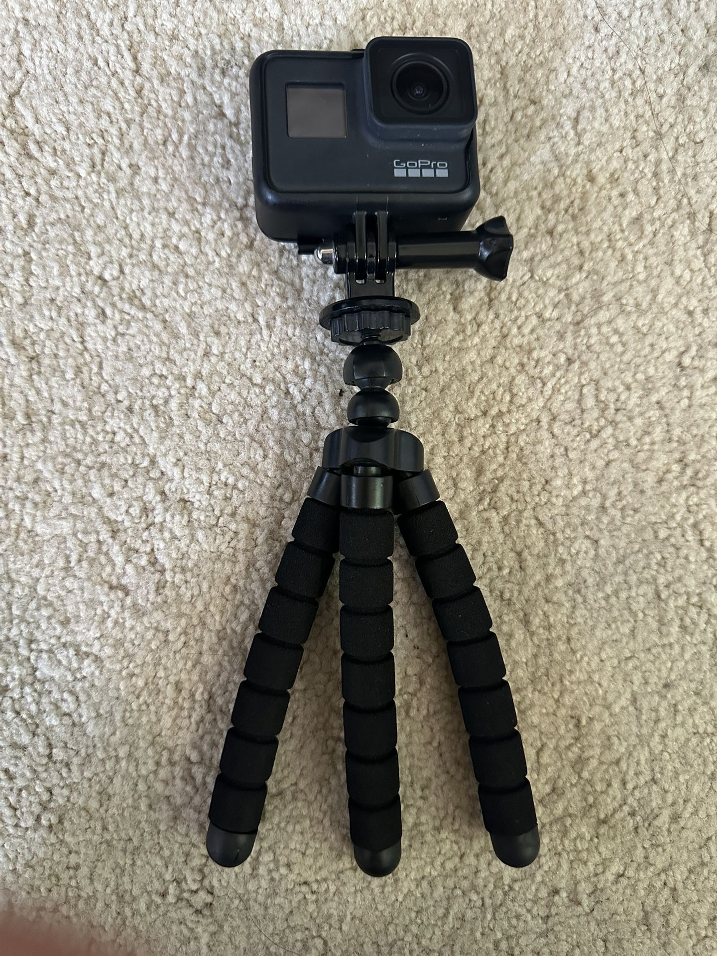 GoPro Hero 7 Black + Tripod, Case, 32GB Card & Cables — Like New!