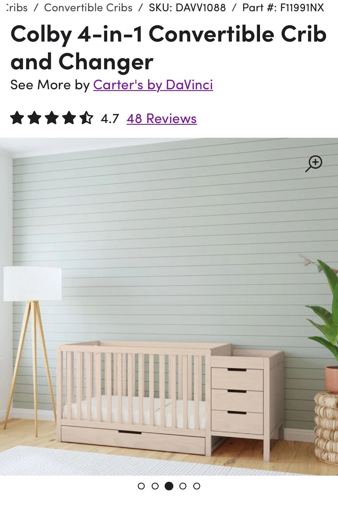 Colby 4-in-1 Convertible Crib and Changer