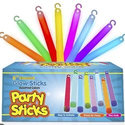 PartySticks Glow Sticks Party Supplies for Kids and Adults (25pk Assorted) - 6 Inch Bulk Glow Light Up Sticks Party Favors, Glow in the Dark Party Dec