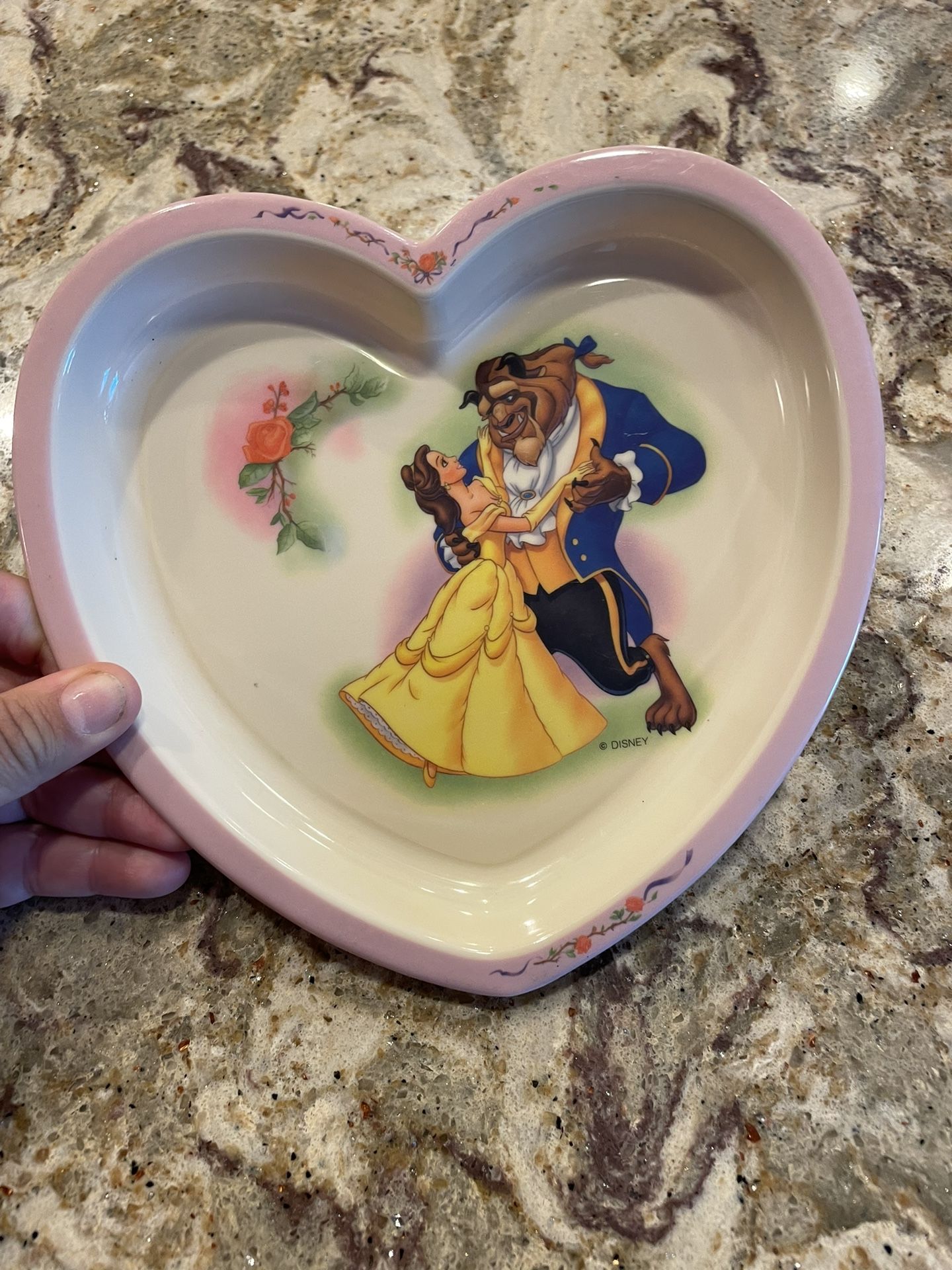Beauty And The Beast Heart Shaped Melamine Plate Dish Selandia Disney Belle  