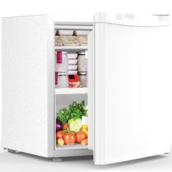 1.6 Cu.ft Mini Fridge with Freezer, Compact Single Reversible Door Refrigerator, Adjustable Thermostat, Ultra Quiet, Energy Efficient for Office, Dorm