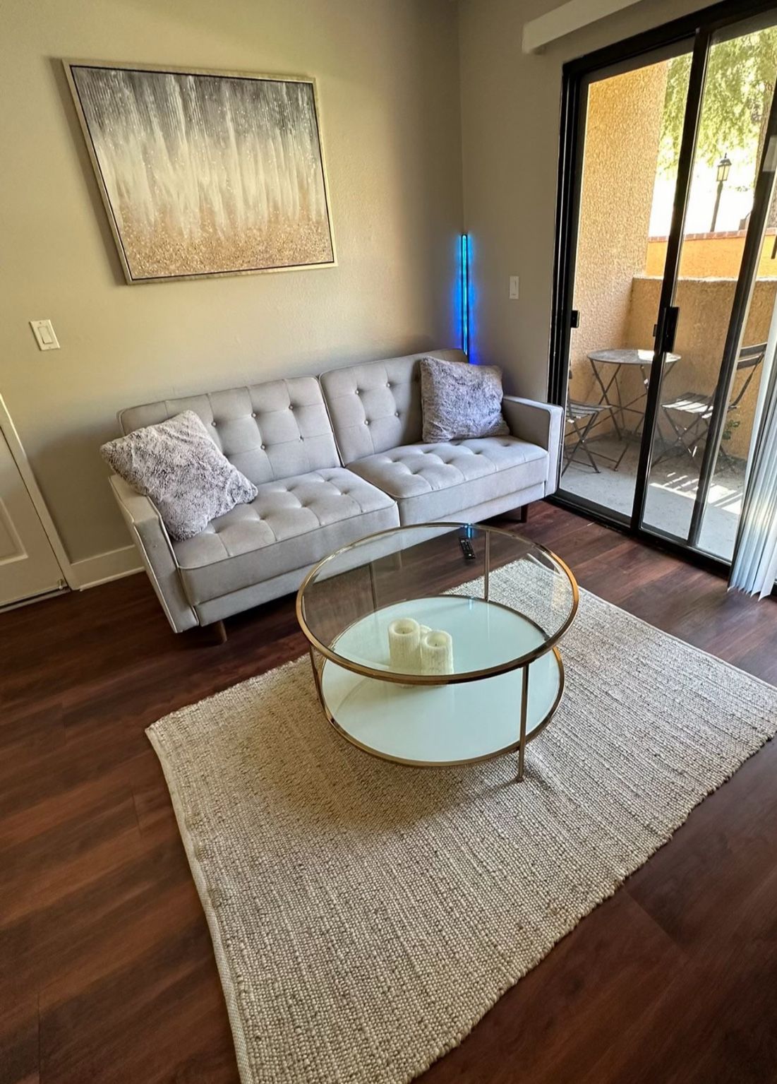 Coffee Table Round White Clear Glass Gold
