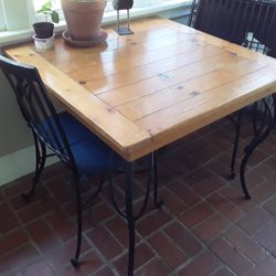 Iron And Wood Table And Chairs