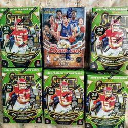 6 Blaster Boxes New Factory Sealed 5 NFL Select 2025 Football  & 1 NBA Bowman 2025-26 Basketball 
