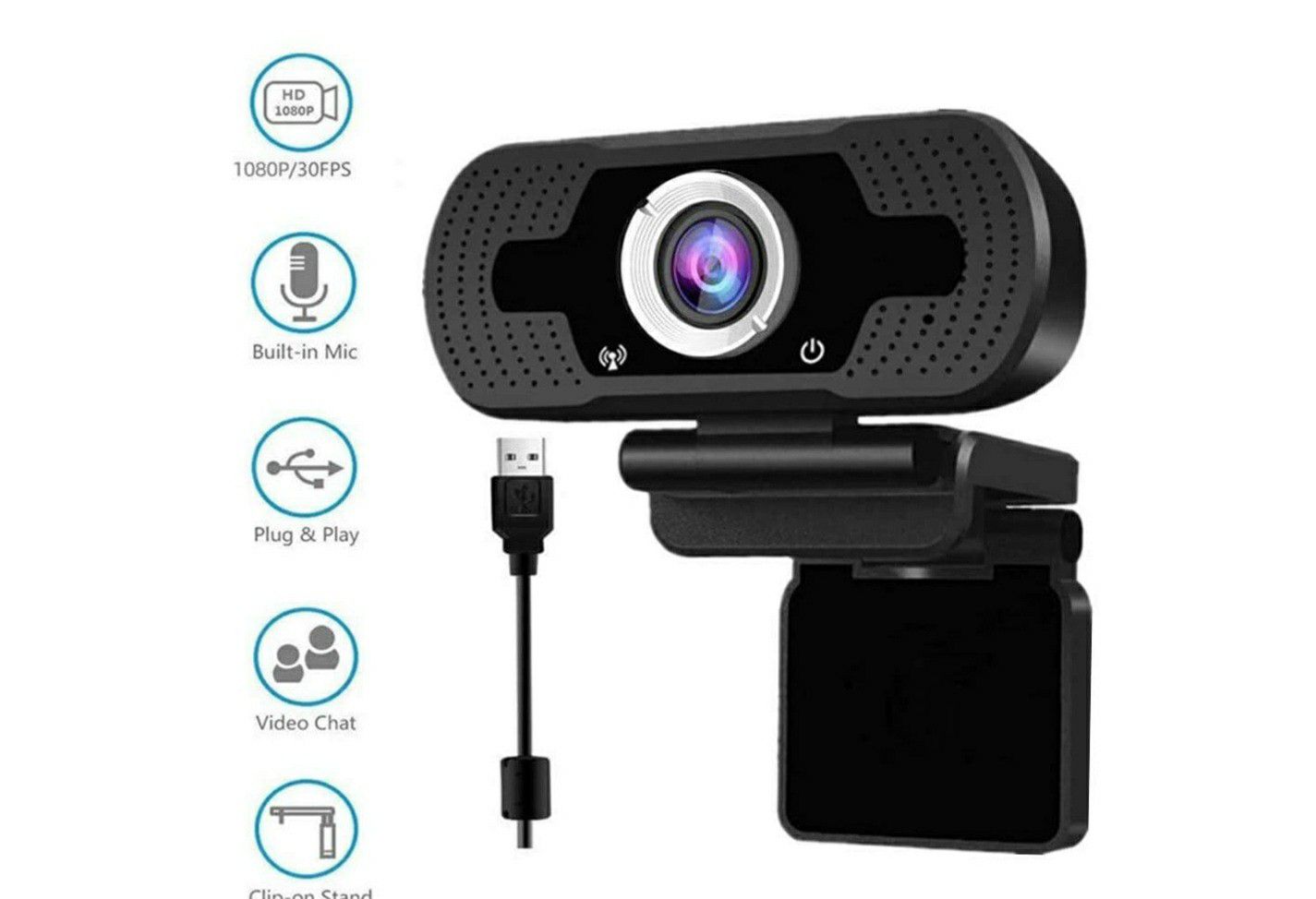 1080p HD webcam with microphone.