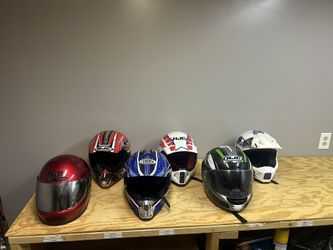 Six Motorcycle Helmets For Sale