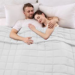 NEW King Size Weighted Blanket for Adults (20 lbs, 80” x 87”, White) 