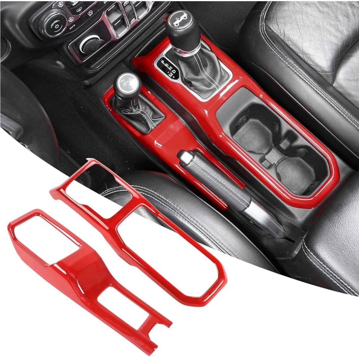 RT-TCZ Center Console Gear Shift Panel Trim Cover 4WD Four Wheel Drive Cup Holder Panel Trim Cover Decoration Interior Accessories for Jeep Wrangler J