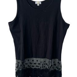 Kathleen Kinkwood Women's Size Small Black Sleeveless Lace Trim Blouse  Comes from a pet and smoke free home.  Measurements are in the pictures. This 