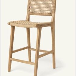 Bar Height Paper Cord X Neutral Teak Stool