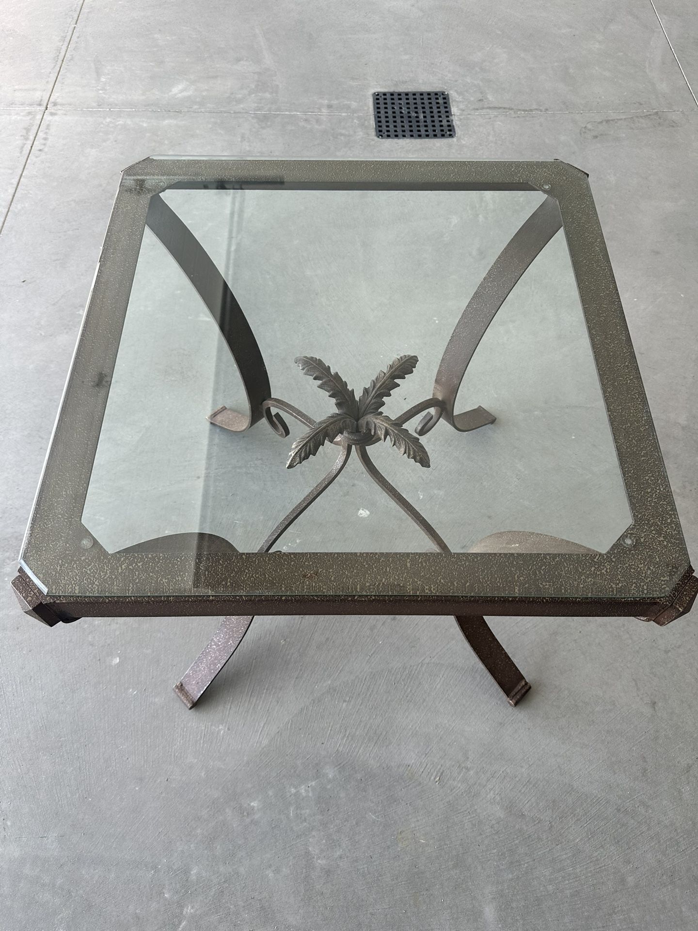 Glass Top Iron Base Coffee Table