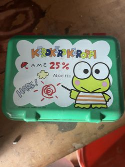  Vintage 1991 Sanrio Kerokero Keroppi Green Plastic Lunch Box 
