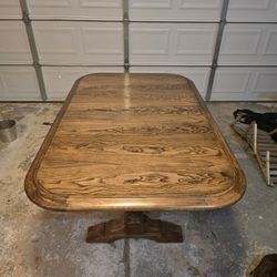 Refurbished Solid Wood Dining Table W/ 2 Leaves
