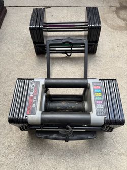 Adjustable dumbbells powerblock 50lbs pair but it is missing one of the handles selling as is. What you see is what you get. $100 firm