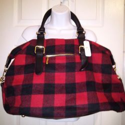 NWT Charming Charlie Plaid Large Carry On Bag 