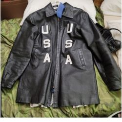 Extra Large ALL Leather Patriotic Jacket (Custom Made)