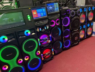 Largest selection of loud karaoke 🎤 Bluetooth party speakers.  Come listen to them.