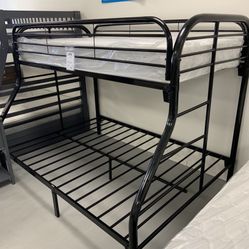 New  black metal twin over full bunk bed! 
