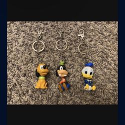 Lot of 3 Disney Character Bobble Head Keychains