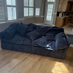 Super Comfy Feather Down Blue Sofa Coach 