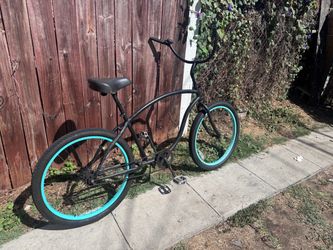 Beach Cruiser Bike Black with Teal Rims