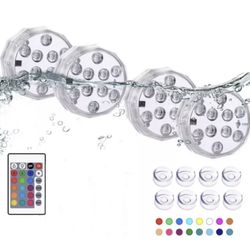 4 Pack Large LED RGB Pool Lights w/ Remote-Submersible Waterproof Lights For Pool