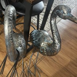 Yard Decor. Pair Of Garden Metal Heron
